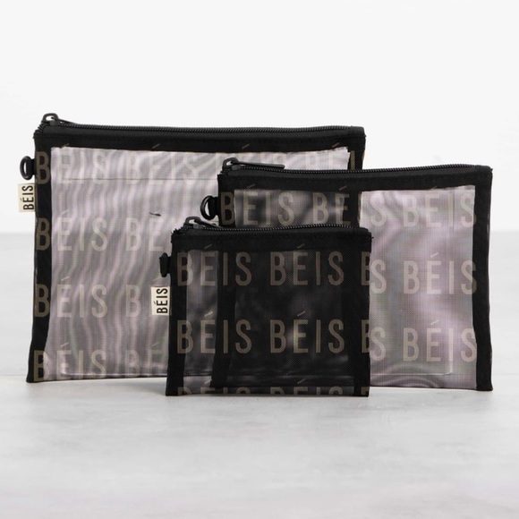 BEIS Handbags - 3 NEW BEIS THE MESH POUCH TRIO BLACK